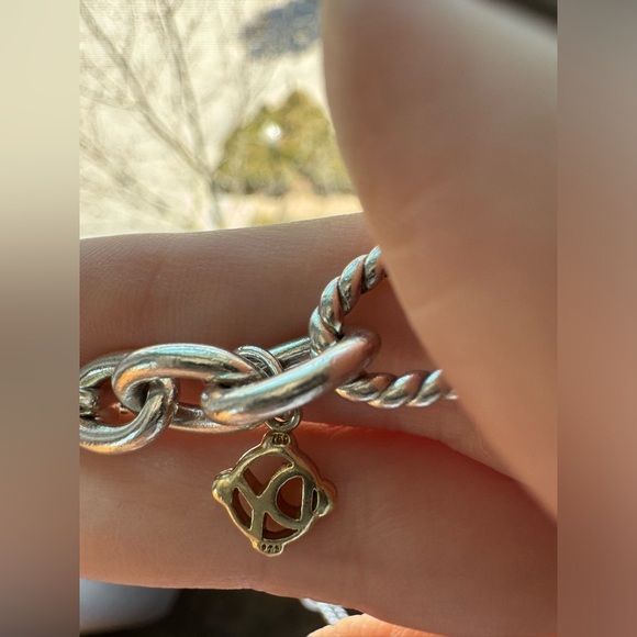 DAVID YURMAN Vintage 16” Figaro Chain Sterling Silver / 18k Gold Logo Charm - Picture 5 of 9